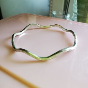 Wavy Sterling-Style Silver Bangle Bracelet - Silver